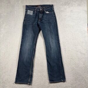 Akademiks Y2K Mens Jeans Dark Wash Straight Leg Size 18 Embraided RN 80110237